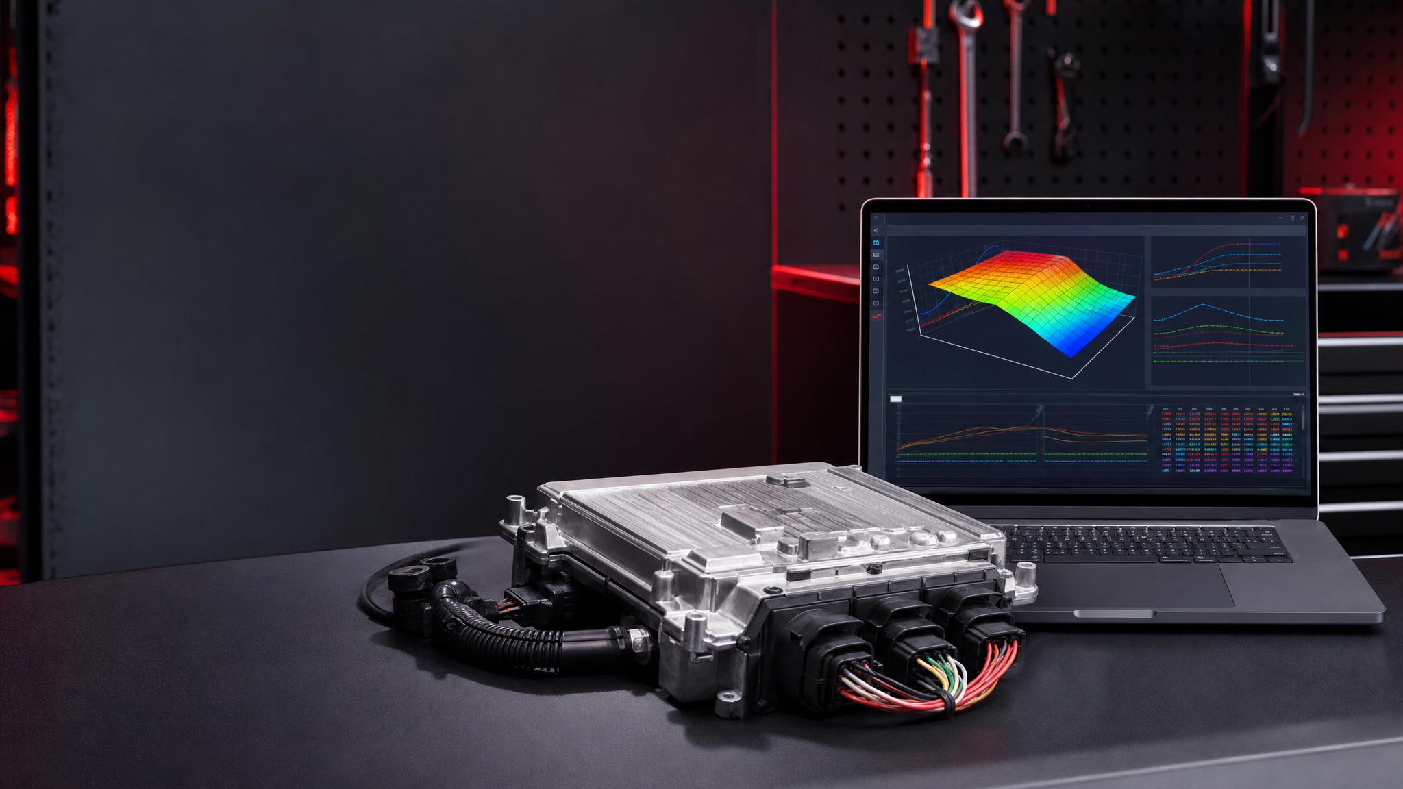 ECU and laptop for individual software calibration