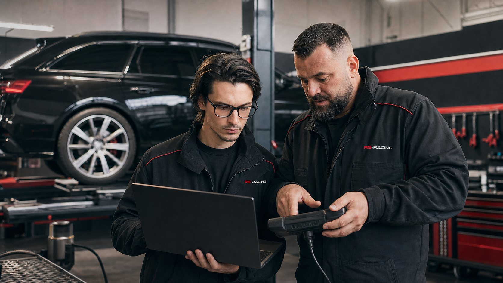 RG-Racing partner team in the workshop